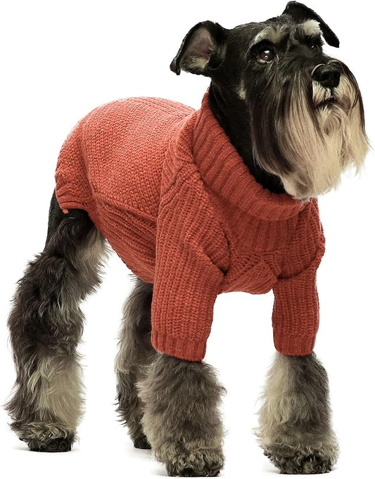 Fitwarm Thermal Knitted Dog Sweater Doggy Winter Coat Pet Clothes Doggie Turtleneck Jacket Puppy Outfits Cat Sweatsuit Red Small
