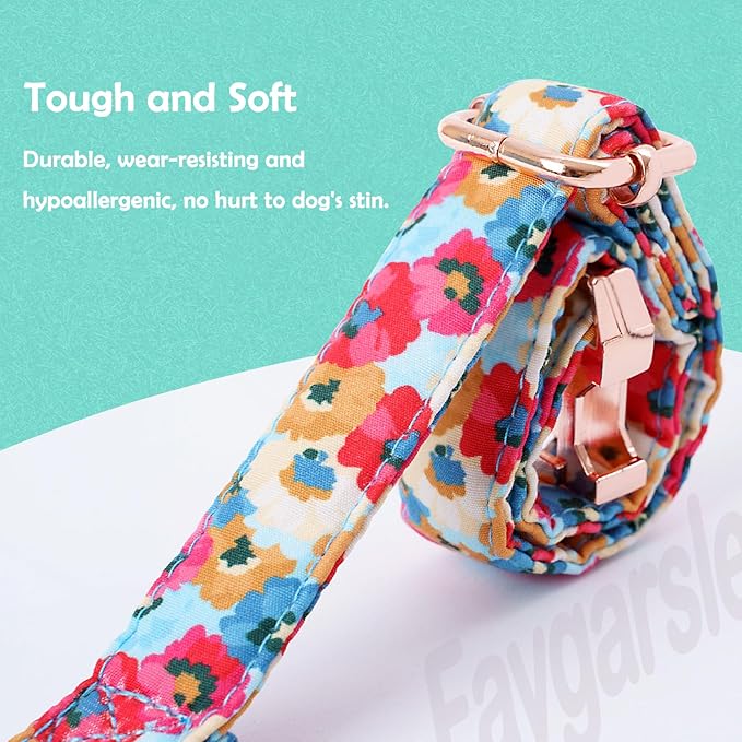 Faygarsle Colorful Pattern Dog Collar for Small Medium Large Dogs Cute Puppy Collars for Female Dogs Floral Dog Collars for Summer Spring Wedding Necklace Girl Dog Collar L