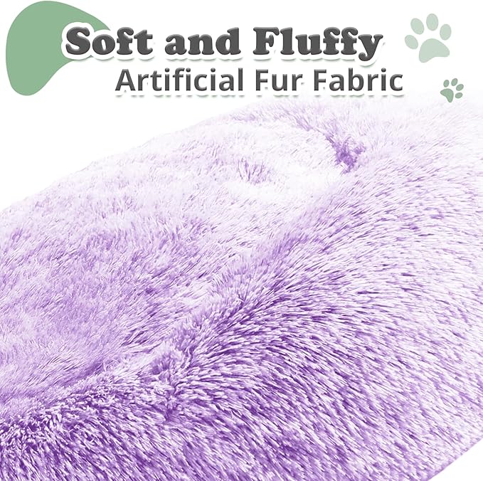 JOLLYVOGUE Dog & Cat Bed, Calming Anti-Anxiety Pet Bed for Small Dogs, Fluffy Donut Cushion for Small and Medium Pets (24")