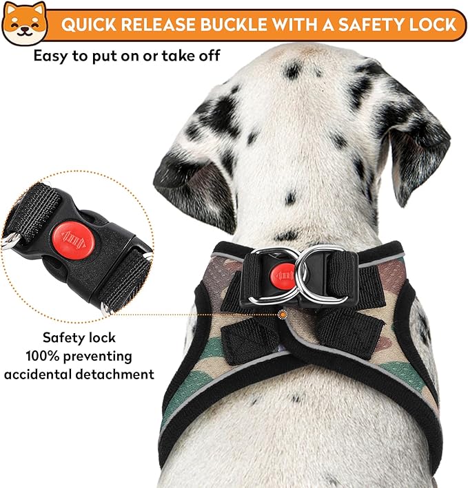 Dog Harness with Leash Set, No-Pull Step-in Reflective Pet Harness with 1 Leash Clips, Adjustable Soft Padded Easy Walk Dog Vest for Small Medium Large Dogs, Cats(Camouflage, XSmall)