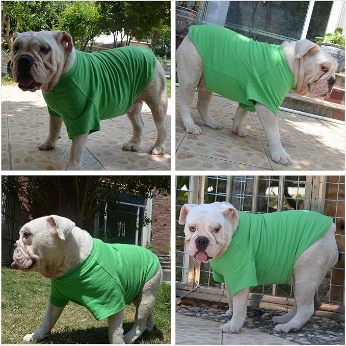 Lovelonglong Pet Clothing Dog Costumes Basic Blank T-Shirt Tee Shirts for Medium Large Dogs Green XXXL