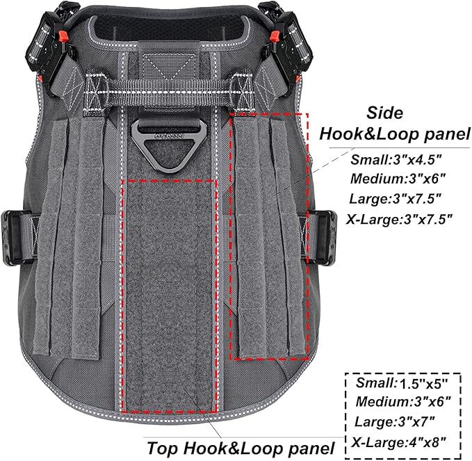 ICEFANG Tactical Dog Harness,Large Size, 2X Metal Buckle,Working Dog MOLLE Vest with Handle,No Pulling Front Leash Clip,Hook and Loop Panel