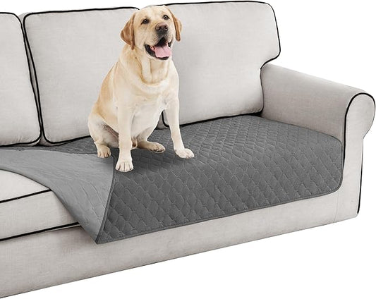 Easy-Going 100% Waterproof Dog Bed Cover Reversible Leak Proof Couch Cover Washable Sofa Cover Furniture Protector Blanket for Pets Kids Children Dog Cat (30x53 Inch, Gray/Light Gray)