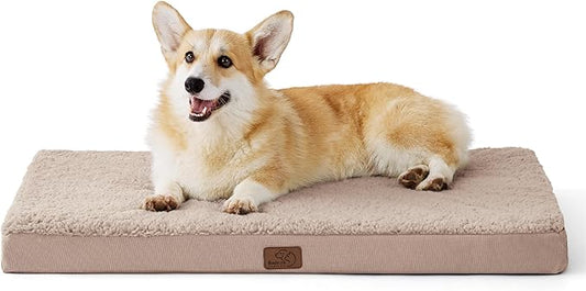 Bedsure Large Dog Bed for Crate - Orthopedic Waterproof Pet Beds with Removable Washable Cover, Egg Crate Foam Crate Mat, Suitable for Pet Up to 50 lbs