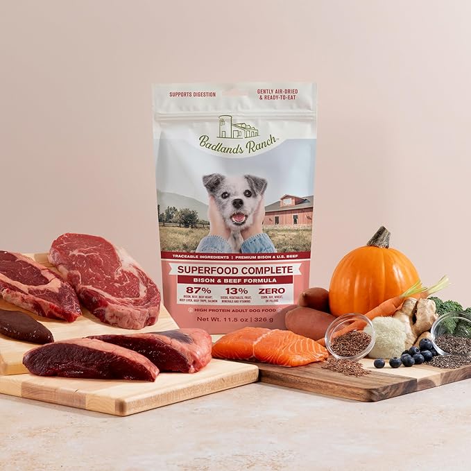 Superfood Complete, Air-Dried Adult Dog Food - High Protein, Zero Fillers, Superfood Nutrition by Katherine Heigl (64 oz, Beef & Bison Formula)