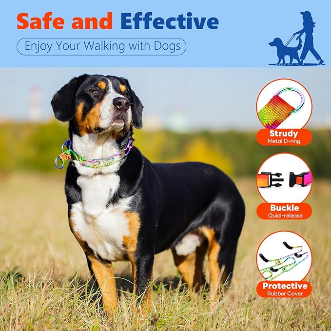 Supet Dog Prong Collar, Adjustable Dog Training Collar with Quick Release Buckle for Small Medium Large Dogs(Packed with One Extra Links)