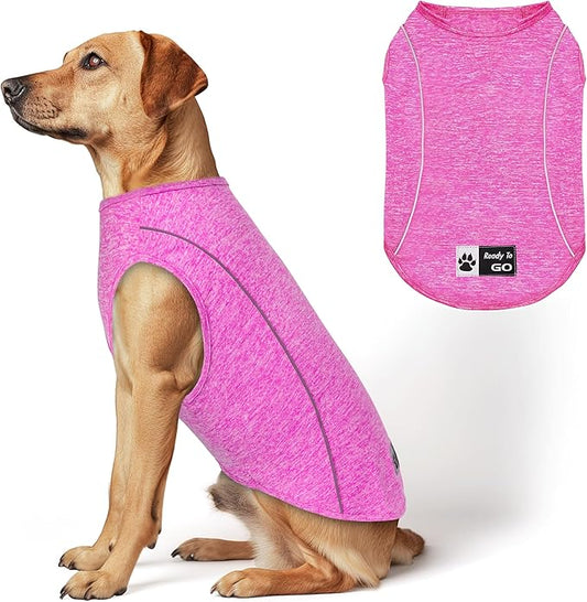 KYEESE Dog Shirt for Large Dogs Quick Dry Soft Breathable Dog T-Shirt with Reflective Stripe Lightweight Tank Top Summer Stretchy Sleeveless Vest, Rose Red, 3XL