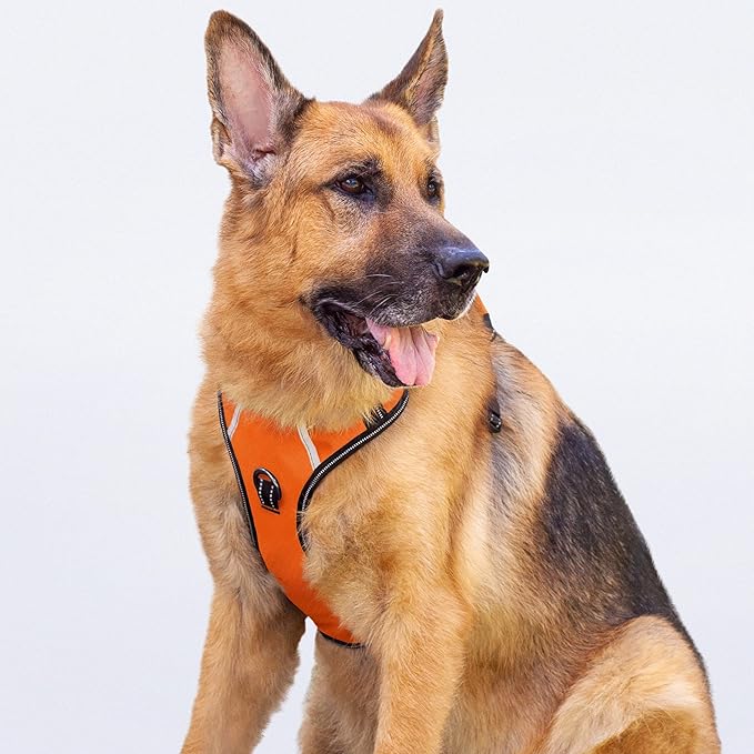 No Pull Dog Harness, Reflective Walking Dog Harness with Easy Control Handle and Front & Back Clips,Adjustable Breathable Soft Padded Dog Vest Harness for German Shepherd Dog,Orange,XL