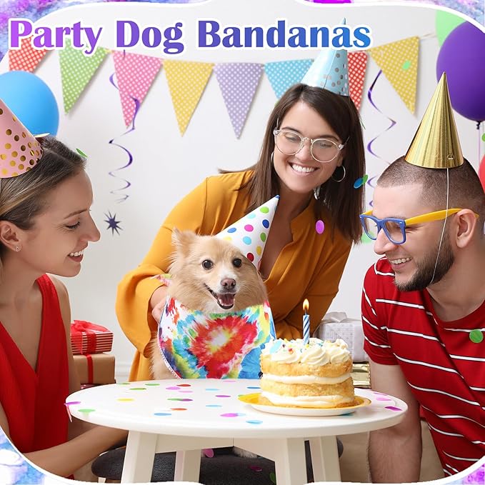 Paterr 100 Pieces Dog Bandanas Bulk Tie Dye Pet Handkerchief Soft Dog Triangle Bibs Cute Kerchief Adjustable Washable Pet Scarf Costume Accessory for Small Medium Dogs Puppy Cats