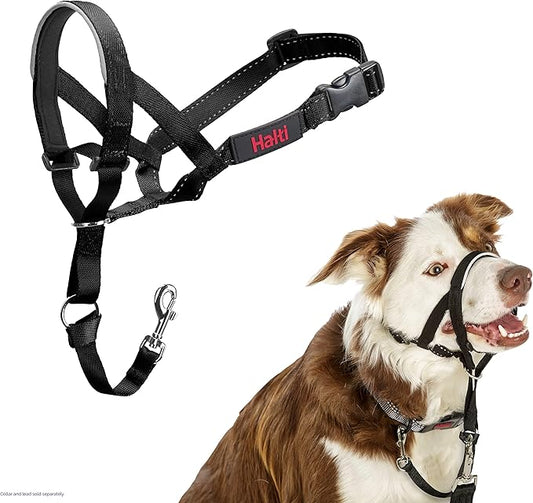HALTI Headcollar - To Stop Your Dog Pulling on the Leash. Adjustable, Reflective and Lightweight, with Padded Nose Band. Dog Training Anti-Pull Collar for Medium Dogs (Size 2, Black)