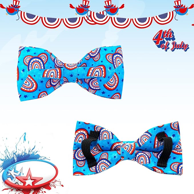 Lionheart glory American Flag Dog Collar, 4 of July Dog Bow Collar Heavy Duty Adjustable Patriotic Dog Collar with Bowtie for Large Dogs Pet Gift