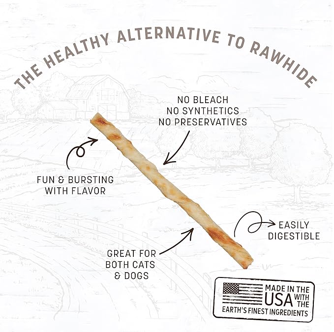 Earth Animal No Hide Stix Chicken Flavored Natural Rawhide Free Dog Chews Long Lasting Chew Sticks | Treats for Small Dogs and Cats | Great for Aggressive Chewers (1 Pack)