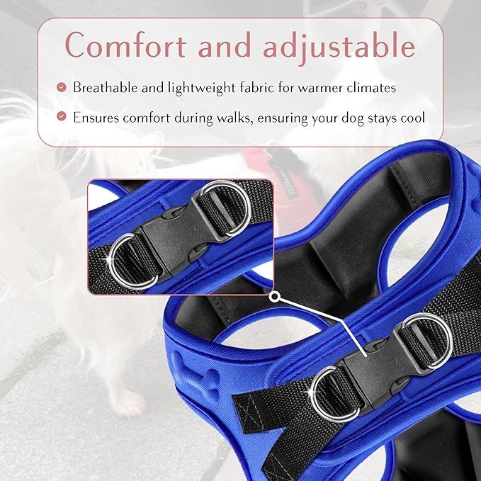 Comfort fit Step-in Dog & Puppy Harness - Comfortable All Weather Dog Vest Harness: Adjustable, Soft Padded, Easy to Put-on for Small, Medium-Sized Dogs.