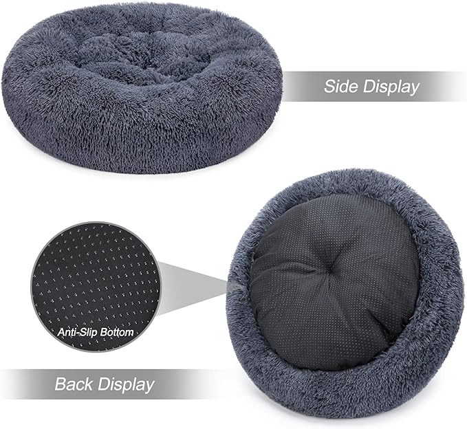 MIXJOY Orthopedic Dog Bed Comfortable Donut Cuddler Round Pet Beds Ultra Soft Washable Dog and Cat Cushion Bed (20''/23''/30'') (23'', Grey-Blue)