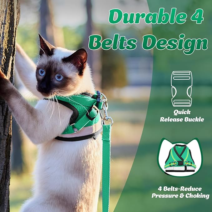 Supet Cat Harness and Leash Set - Soft Mesh Adjustable Cat Vest Harness with Reflective Strap for Walking Cat and Puppy Rabbit