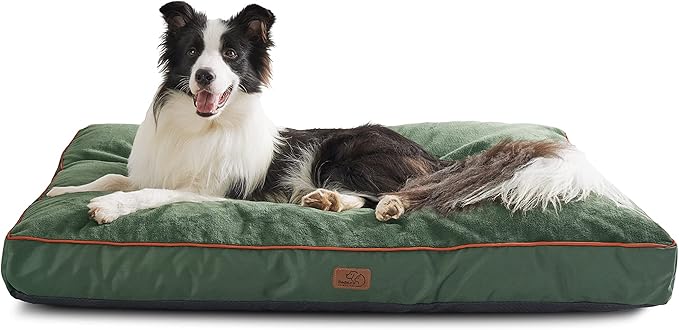 Bedsure Waterproof Dog Beds for Extra Large Dogs - 4 Inch Thicken Up to 100lbs XL Pet Mat Pillows with Removable Washable Cover, Green