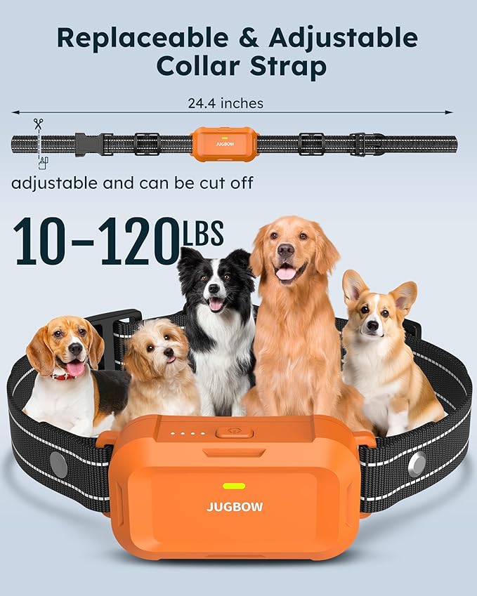 Jugbow Dog Shock Collar 2 Dogs (10-120Lbs) - 4200FT Dog Training Collar with Remote Control, IPX8 Waterproof Rechargeable E Collars for Large Medium Small Dog