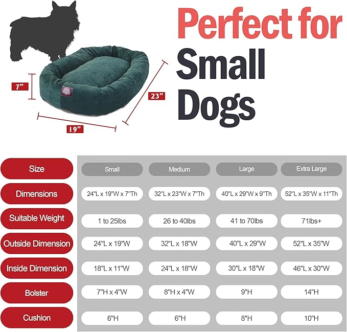 Majestic Pet 24 Inch Micro Velvet Calming Dog Bed Washable 24x19x7 (inch) – Cozy Soft Round Donut Dog Bed with Spine for Head Support - Pet Bed Small – Marine (2025)