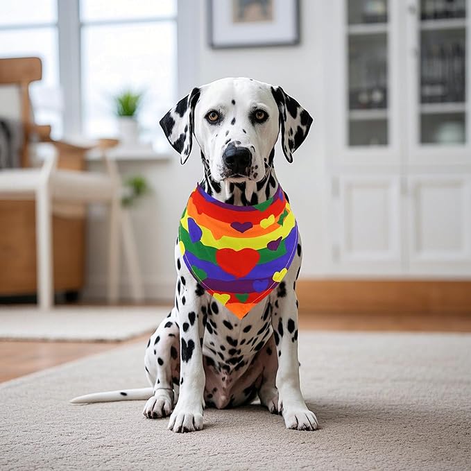 50PCS Pride Day Dog Bandanas Large Bulk for Large Extra Large XL XXL Boys Girls Adjustable Triangle Bibs Scarves Kerchief Grooming Celebration Accessories
