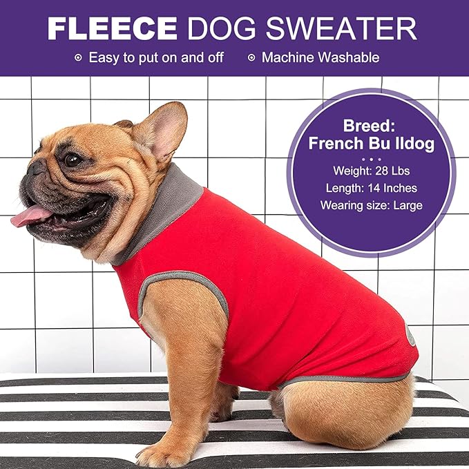 Cyeollo 2 Pack Stretchy Fleece Dog Sweaters with Leash Hole - Pullover Sweatshirts for Small Puppy Dogs & Cats - Size S