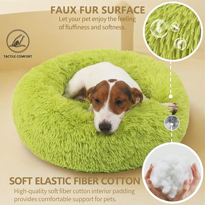 Calming Dog Bed - 23 Inch Dark Gray Donut Bed for Small & Medium Dogs, Anti-Anxiety, Washable, Fits up to 15 lbs