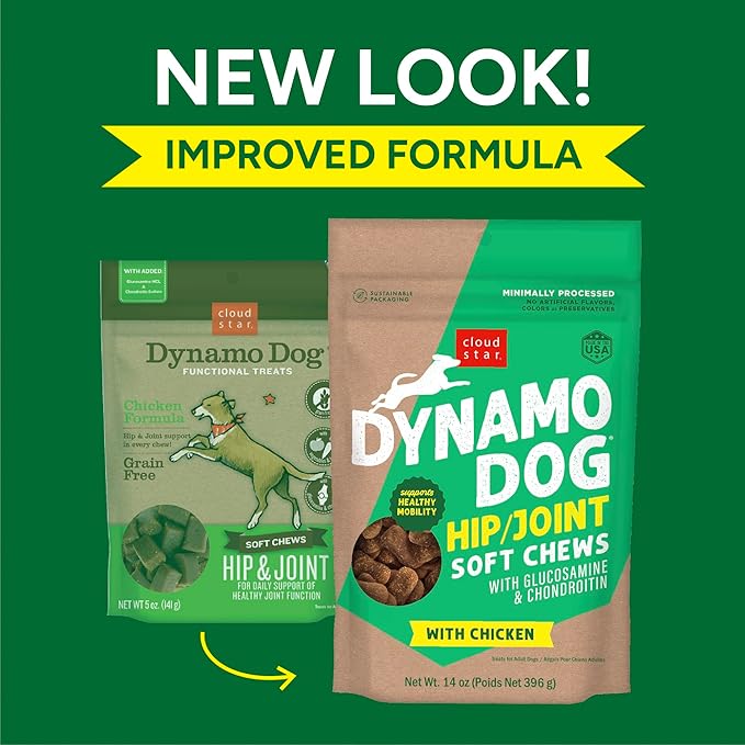 Cloud Star Dynamo Dog Hip & Joint Soft Chew Treats Chicken Formula - Grain Free - 14 oz (20132)