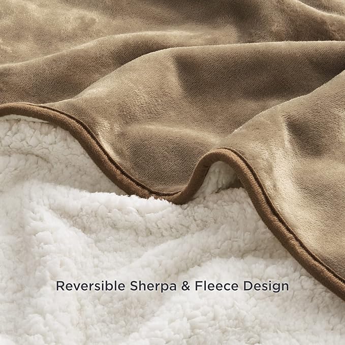 Bedsure Waterproof Dog Blankets for Small Dogs - Small Cat Blanket Washable for Couch Protection, Sherpa Fleece Puppy Blanket, Soft Plush Reversible Throw Furniture Protector, 25"X35", Camel