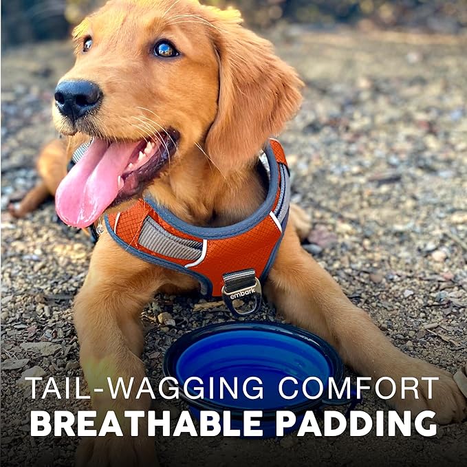 Embark Adventure Dog Harness, Reflective Trim No Pull Dog Harness Medium Sized Dogs - Military Grade Nylon, Front Clip with Gel Lined Handle.