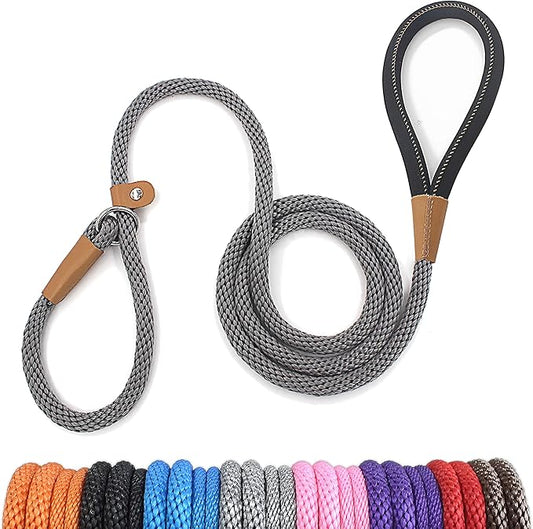 lynxking 5 FT Dog Leash Slip Lead 2 Pack Strong Heavy Duty Braided Dog Training Leash No Pull Training Lead Leashes for Medium Large and Small Dogs