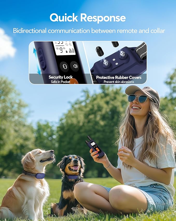 Dog Shock Collar for 2 Dogs - 1/2 Mile Range, IPX7 Waterproof with 4 Training Modes, Security Lock, Rechargeable e-Collar for All Breeds, Sizes Dogs