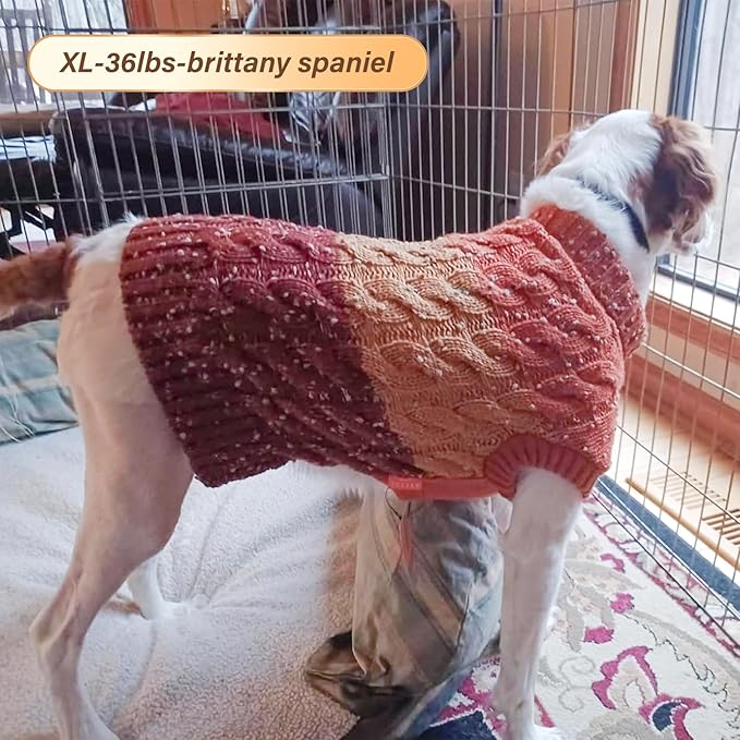 KYEESE Dog Sweater Color Block Dog Sweaters for Medium Dogs Boy with Fuzzy Thread Knitted Turtleneck Medium Dog Sweater Knitwear Dog Sweater for Medium Dogs Fall Winter Dog Clothes, Brown, XL