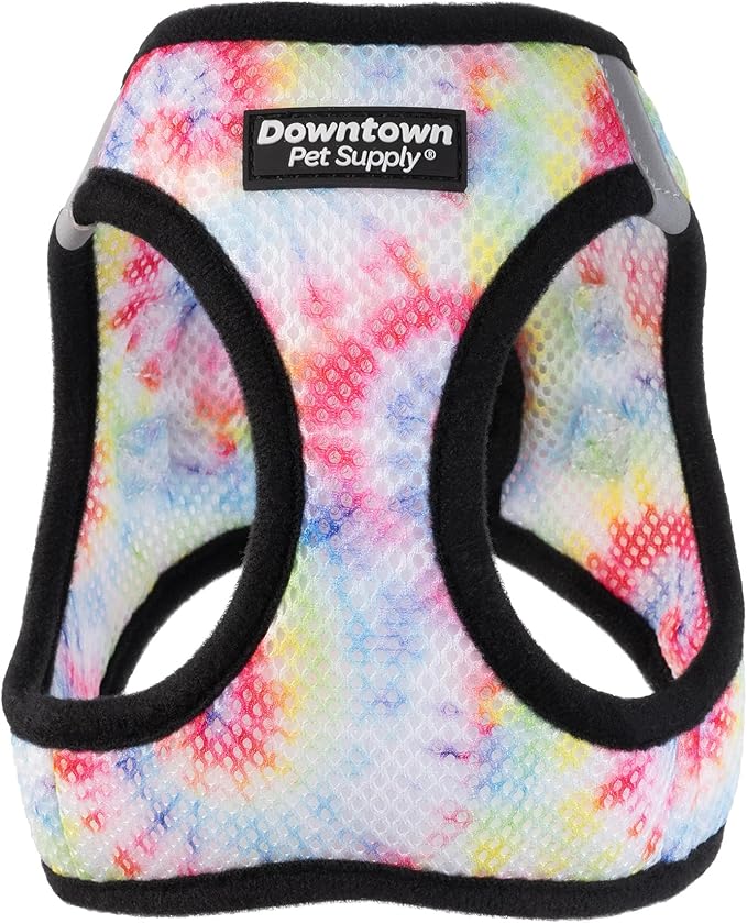 Downtown Pet Supply Step in Dog Harness for Small Dogs No Pull, Large, Tie Dye Traditional - Adjustable Harness with Padded Mesh Fabric and Reflective Trim - Buckle Strap Harness for Dogs