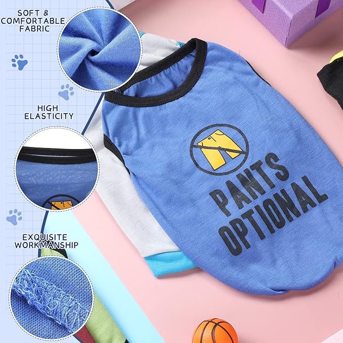 Saintrygo 8 Pieces Dog Shirts Pet Printed Clothes with Funny Letters Summer Pet T Shirts Cool Puppy Breathable Dog Outfit Soft Sweatshirt Cats(Vivid Pattern,Small)