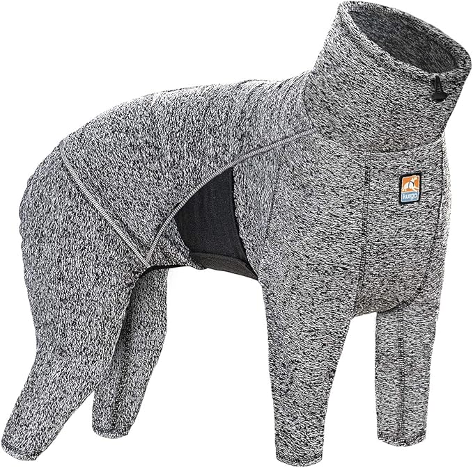 Kurgo Dog Onesie Body Warmer | Bodysuit for Dogs | Recovery Suit | Pet Pajamas | Reduce Anxiety | Contains Shedding | Leash Opening | Reflective | Stowe Base Layer | Heather Black/Grey (Small)