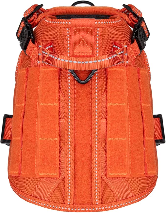 ICEFANG Tactical Dog Harness, Small Size,2X Metal Buckle,Working Dog MOLLE Vest with Handle,No Pulling Front Leash Clip,Hook and Loop Panel