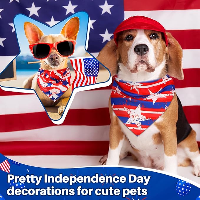 72 Pcs Dog Bandanas Bulk for Summer Adjustable Washable Pet Triangle Scarf Soft Kerchief Bib for Summer Holiday Pet Costume Accessories(Independence Day)