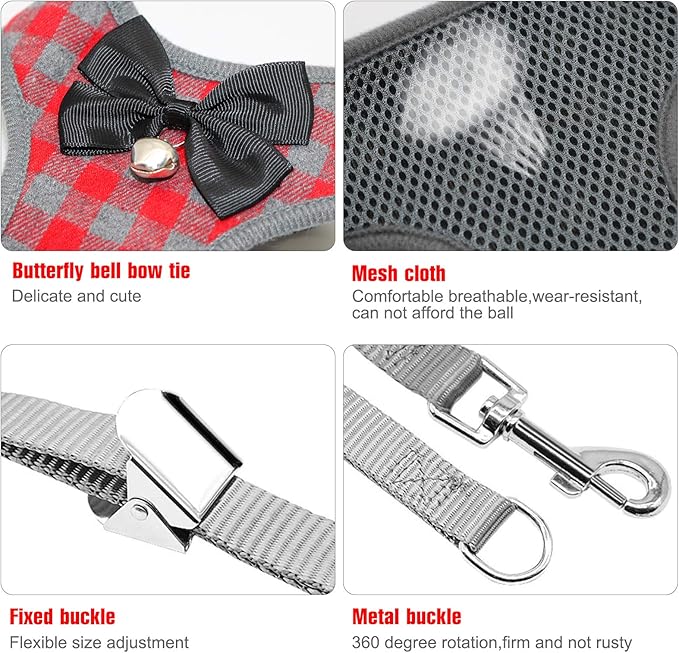 Rypet Small Dog Harness and Leash Set - No Pull Pet Harness with Soft Mesh Nylon Vest for Small Dogs and Cats Red M