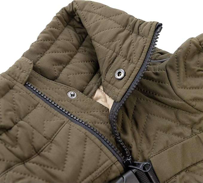 Lovelonglong Warm Dog Coat Double Layers Vest, 4 Legs Covered Windproof Waterproof Reflective Outdoor Skating Costume for Corgis Dachshund Olive D-S