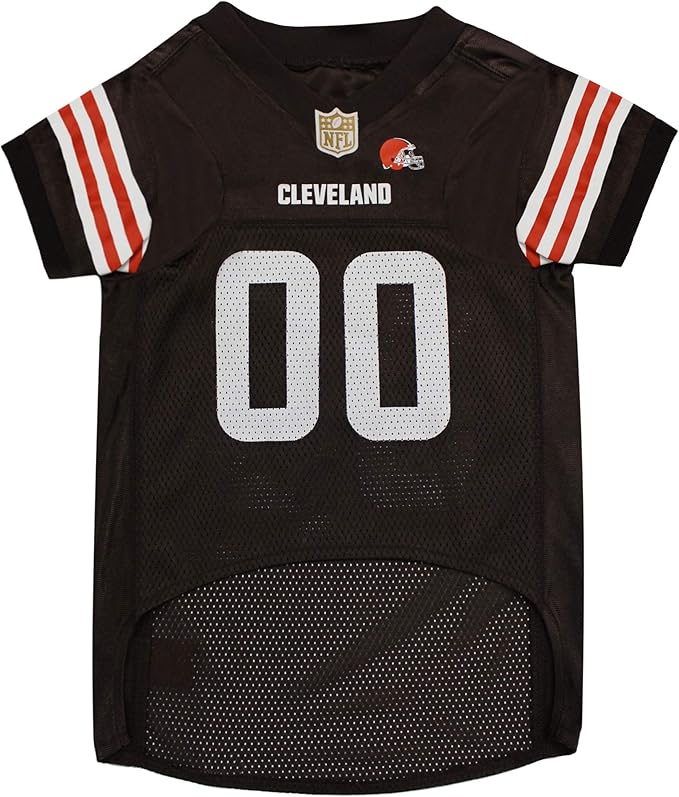 Pets First NFL Cleveland Browns Dog Jersey, Size Small. Best Football Jersey Costume for Dogs & Cats. Licensed Shirt