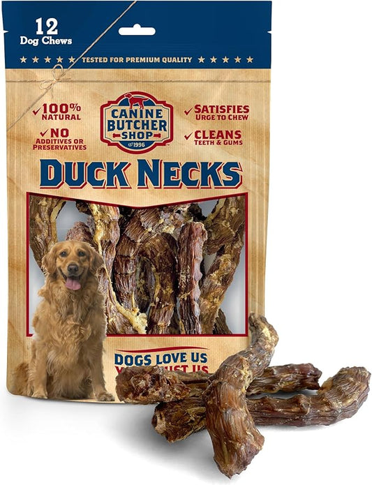 Duck Necks for Dogs, Raised & Made in USA, All-Natural Dog Chews, Treats (Pack of 12)