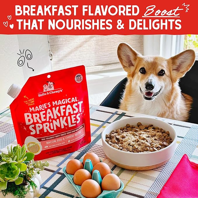 Stella & Chewy's Marie's Magical Breakfast Sprinkles Freeze-Dried Raw Bacon, Egg & Cheese Recipe Grain-Free Dog Food Topper, 7-oz Bag