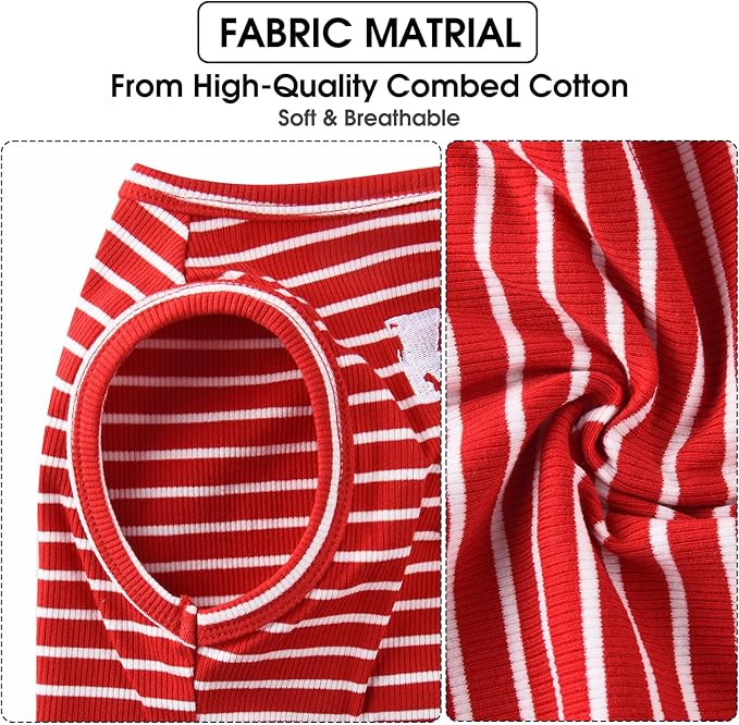 Koneseve Dog Shirt Vest Lightweight Stretchy Dog T-Shirt Soft Cool Shirts Sleeveless Stripe Vests Breathable Clothes for Puppy Kitty Cats Small Medium Large Dogs 2 Pack Red + Blue [ XL ]