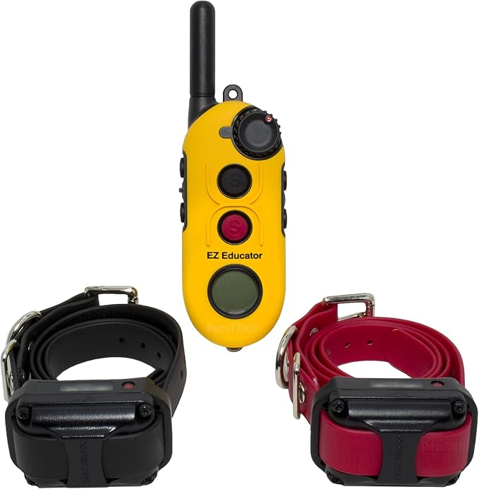 E-Collar Educator EZ-902-1/2 Mile Remote Waterproof Trainer Easy Educator - Static, Vibration and Sound Stimulation Collar with PetsTEK Dog Training Clicker