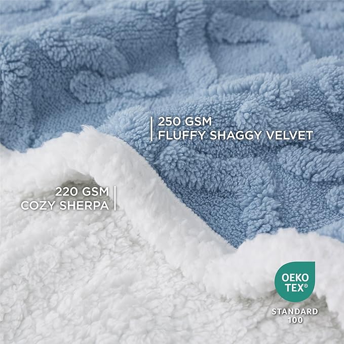 Bedsure Waterproof Dog Blankets for Large Dogs - Pet Blanket for Couch Protector Washable, Premium Jacquard Coral Fleece Cat Throw Blanket, Soft Reversible Furniture Protection, 40"x50", Light Blue