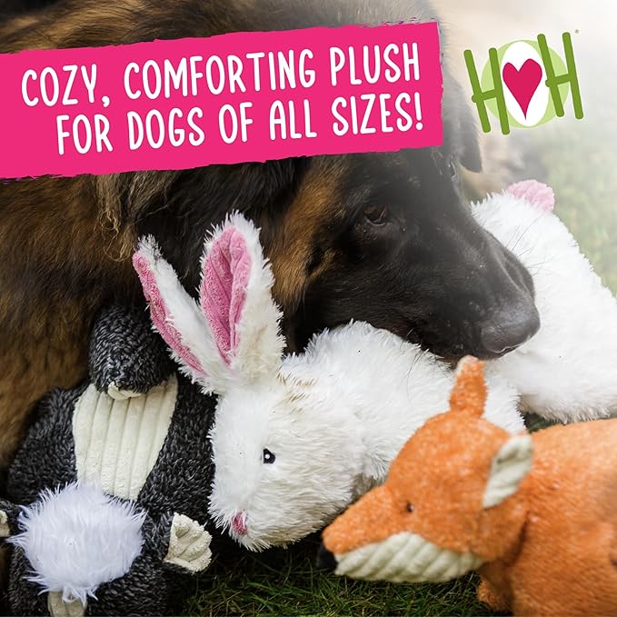 HuggleHounds Plush Dog Toys For Large Dogs & Aggressive Chewers - Squeaky Dog Toy - Soft Extra Durable Stuffed Pet Toy - Fluffy Knotless Puppy Toys - Best For All Breed | Squooshie Bunny