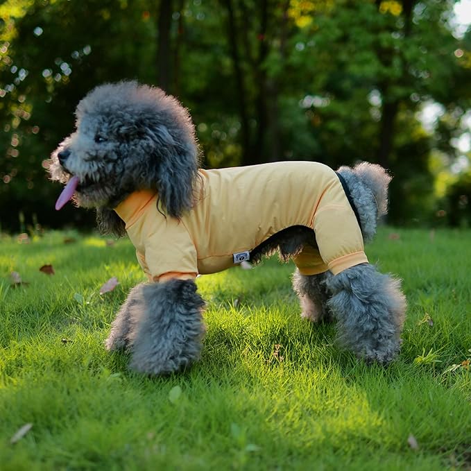 LoveLongLong Dog Jumpsuit with UV Protection and Quick-Dry Fabric for Spring Summer Pet Pajamas Yellow 2XL
