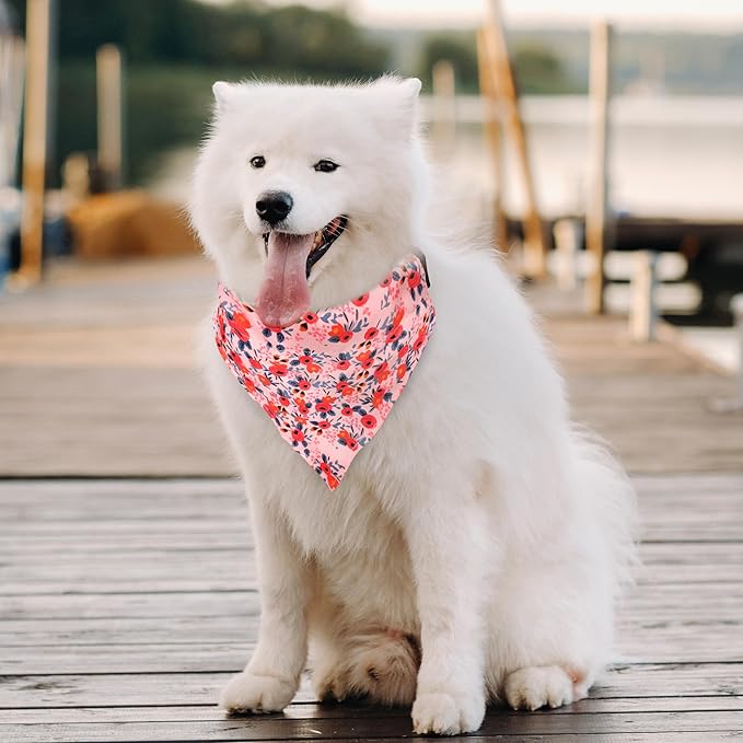 Dog Collars and Bandanas - Soft Adjustable Fancy Floral Boys Girls Puppy Collar for Small Medium Large Dogs.