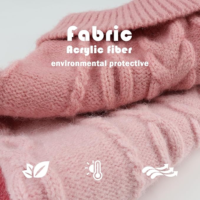 Dog Knitted Turtleneck Sweater - Dog Warm Pullover Color Block Cable Knitwear, Doggie Winter Clothes for Cats and Small Dogs Chihuahua, Bulldog (Pink, M)