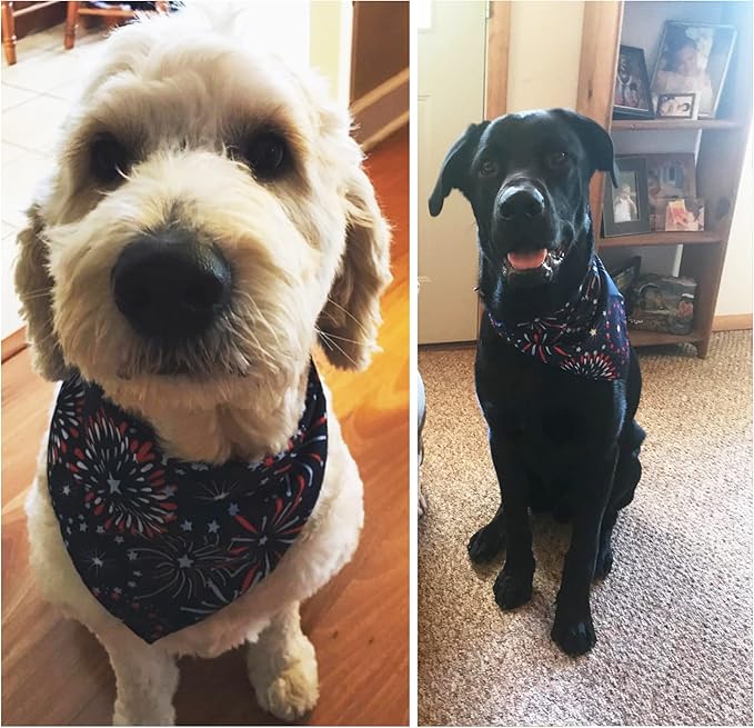ADOGGYGO American Flag Dog Bandana, Multiple Sizes Offered, Triangle 4th of July Bandanas for Large and X-Large Dogs (X-Large)