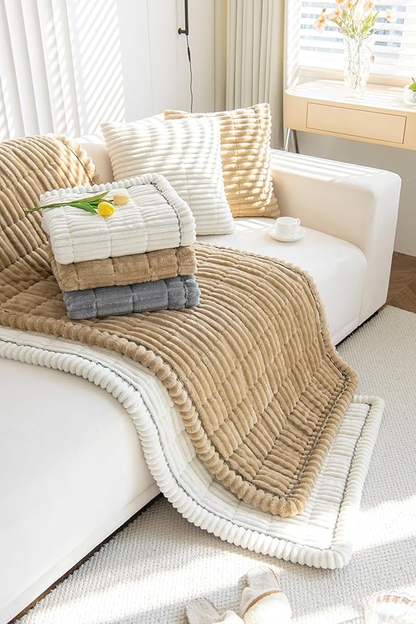 OTOB Sofa Cover Dog Couch Cover Protector, Non Slip Couch Cover for Dogs, Washable Fuzzy Pet Bed Couch Covers Sofa Protector Boho Pet Friendly (23.6" x 59", Gray)